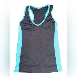 Nearly New Extra Small or Small Lino Black Turquoise Blue V-Neck Tank Top Brazil